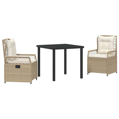 Tuin eettafelset 3 pcs Beige en Crème Wit poly rattan