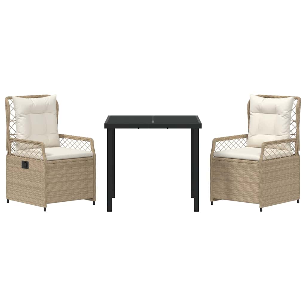 Tuin eettafelset 3 pcs Beige en Crème Wit poly rattan