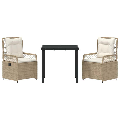 Tuin eettafelset 3 pcs Beige en Crème Wit poly rattan