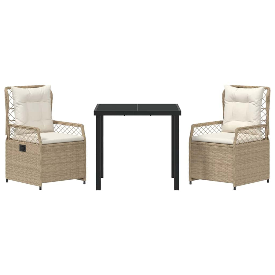 Tuin eettafelset 3 pcs Beige en Crème Wit poly rattan