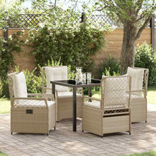 Tuin eettafelset 5 pcs Beige en Crème Wit poly rattan