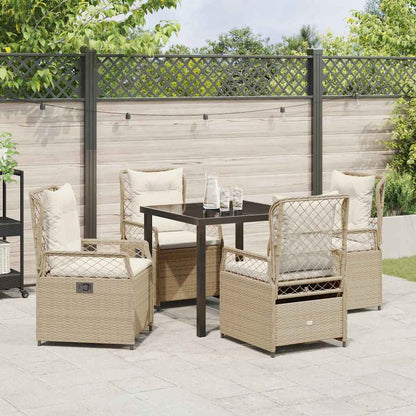 Tuin eettafelset 5 pcs Beige en Crème Wit poly rattan
