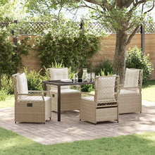 Tuin eettafelset 5 pcs Beige en Crème Wit poly rattan