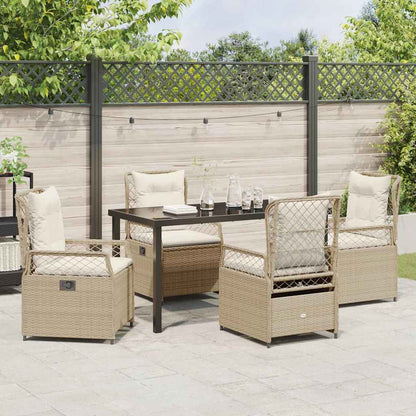 Tuin eettafelset 5 pcs Beige en Crème Wit poly rattan