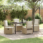Tuin eettafelset poly rattan beige crème wit 5-delig