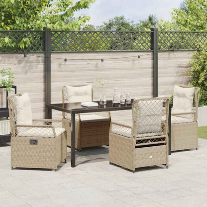 Tuin eettafelset 5 pcs Beige en Crème Wit poly rattan