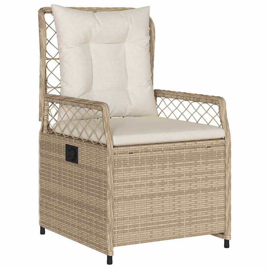 Tuin eettafelset 7 pcs Beige en Crème Wit poly rattan