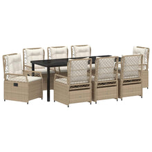 Tuin eettafelset 9 pcs Beige en Crème Wit poly rattan