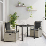 Tuinset poly rattan lichtgrijs 3-delig