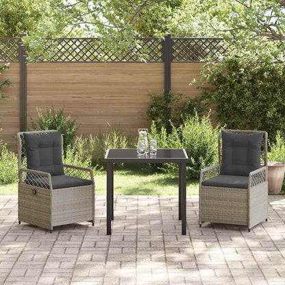 Tuin eettafelset 3 pcs Lichtgrijs poly rattan