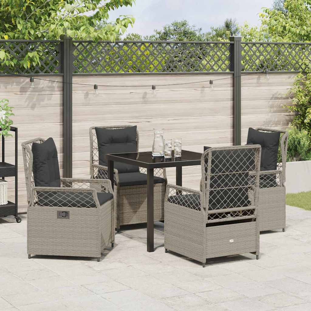 Tuin eettafelset 5 pcs Lichtgrijs poly rattan