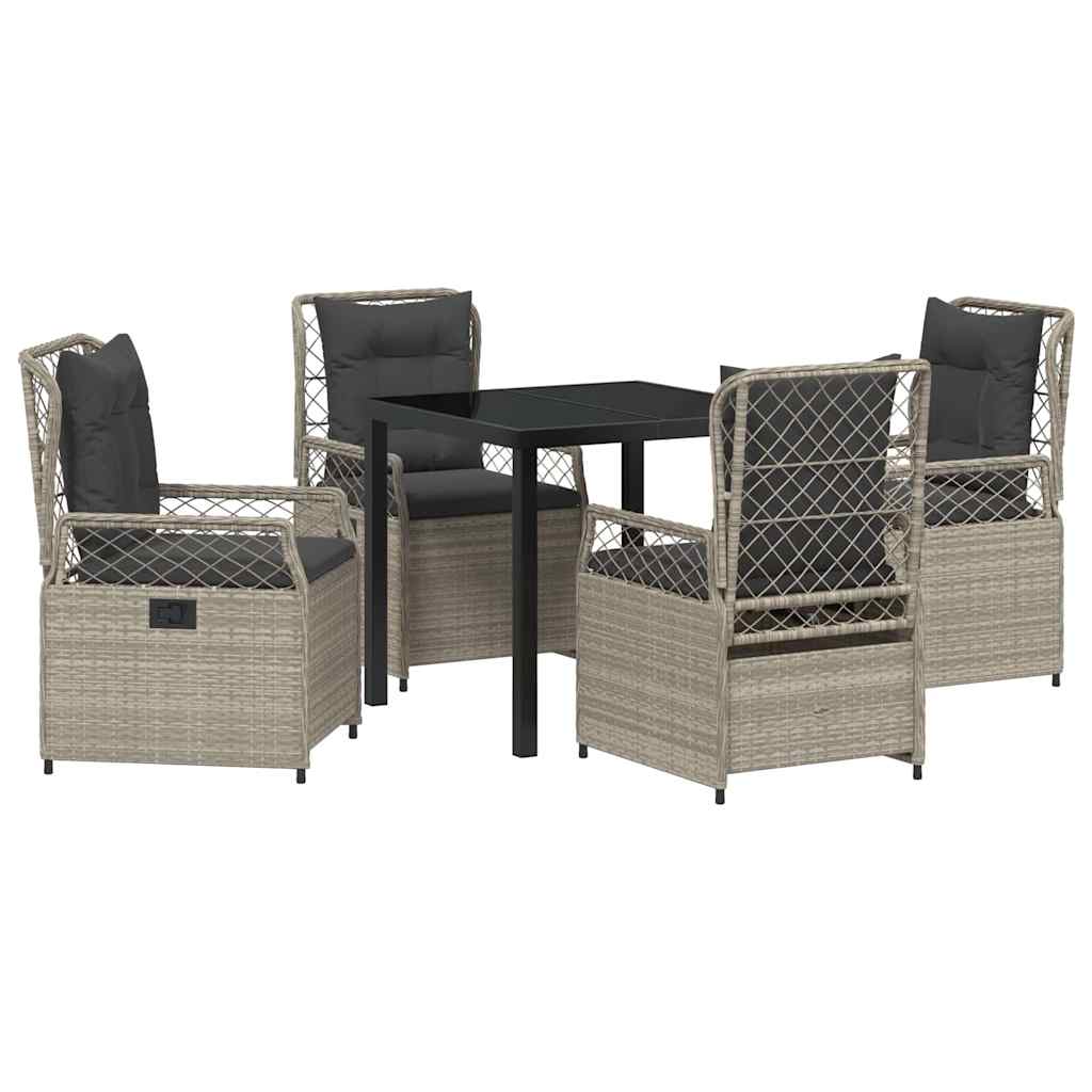 Tuin eettafelset 5 pcs Lichtgrijs poly rattan