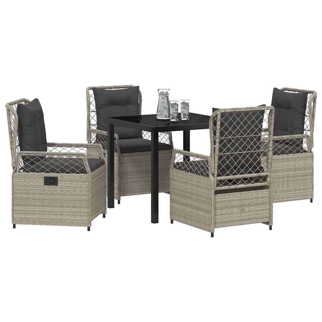 Tuin eettafelset 5 pcs Lichtgrijs poly rattan