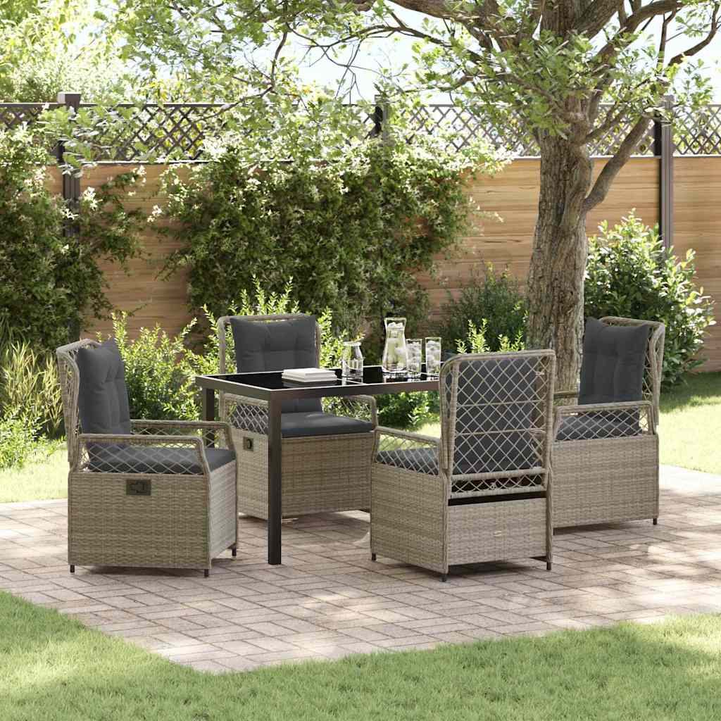 Tuin eettafelset 5 pcs Lichtgrijs poly rattan