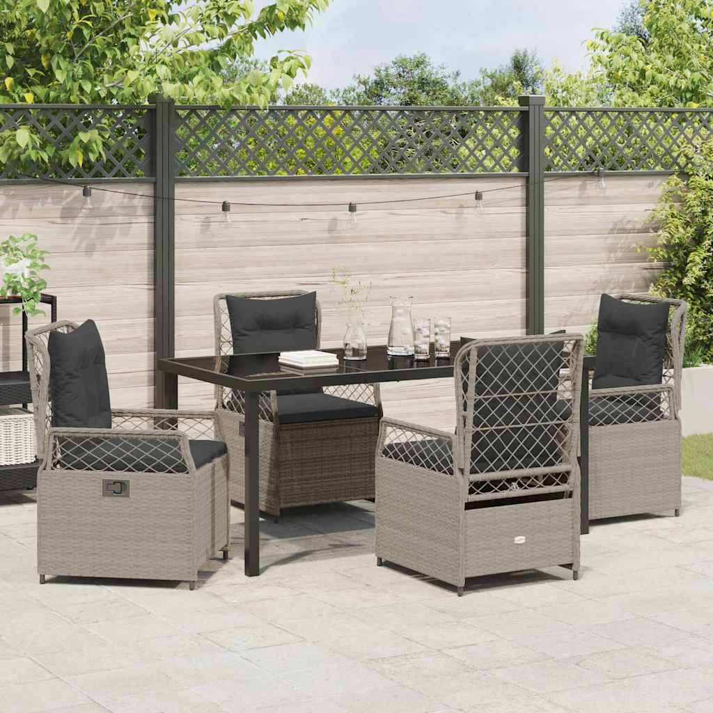Tuin eettafelset 5 pcs Lichtgrijs poly rattan