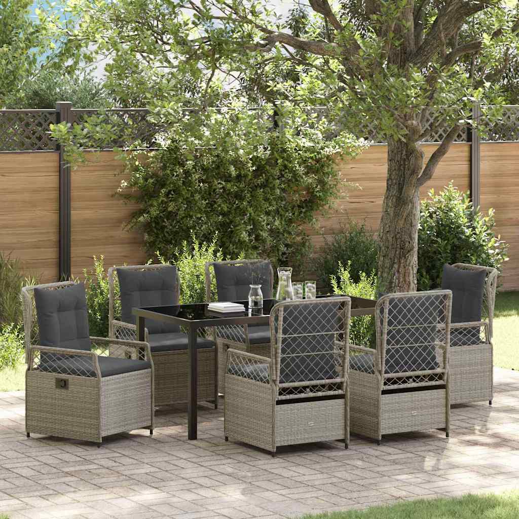 Tuin eettafelset 7 pcs Lichtgrijs poly rattan