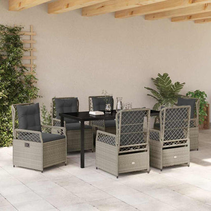 Tuin eettafelset 7 pcs Lichtgrijs poly rattan
