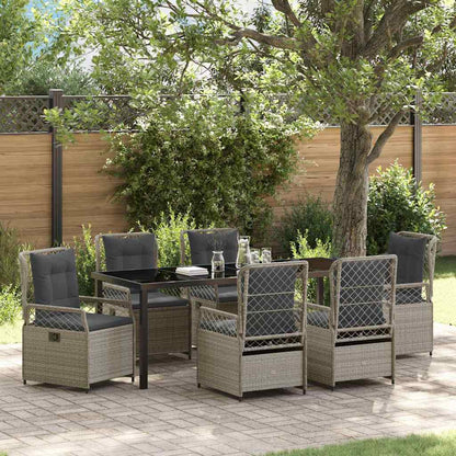 Tuin eettafelset 7 pcs Lichtgrijs poly rattan