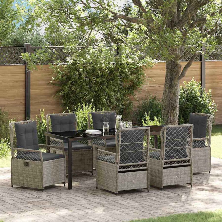 Tuin eettafelset 7 pcs Lichtgrijs poly rattan
