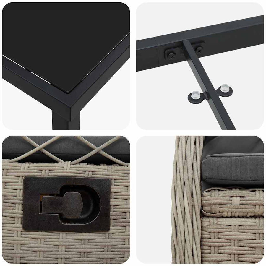 Tuin eettafelset 9 pcs Lichtgrijs poly rattan