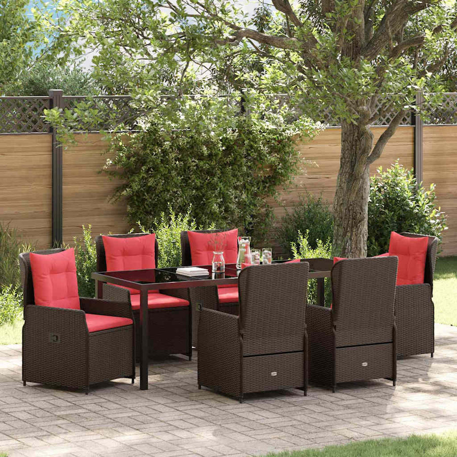 Tuin Eetset 7 Pcs Bruin Poly Riet