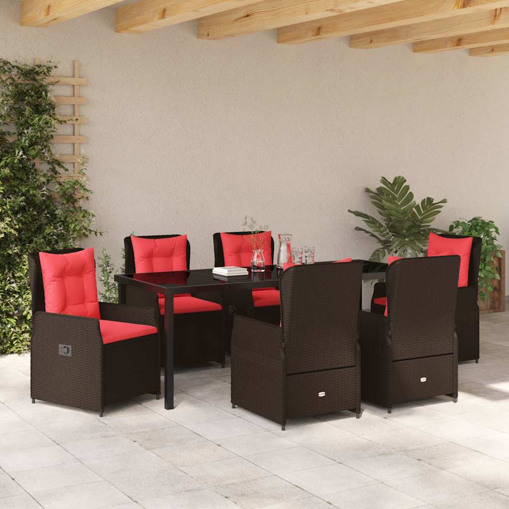 Tuin Eetset 7 Pcs Bruin Poly Riet