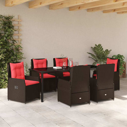 Tuin Eetset 7 Pcs Bruin Poly Riet