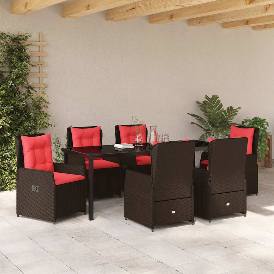 Tuin Eetset 7 Pcs Bruin Poly Riet