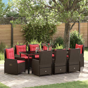 Tuin Eetset 9-delig poly riet bruin