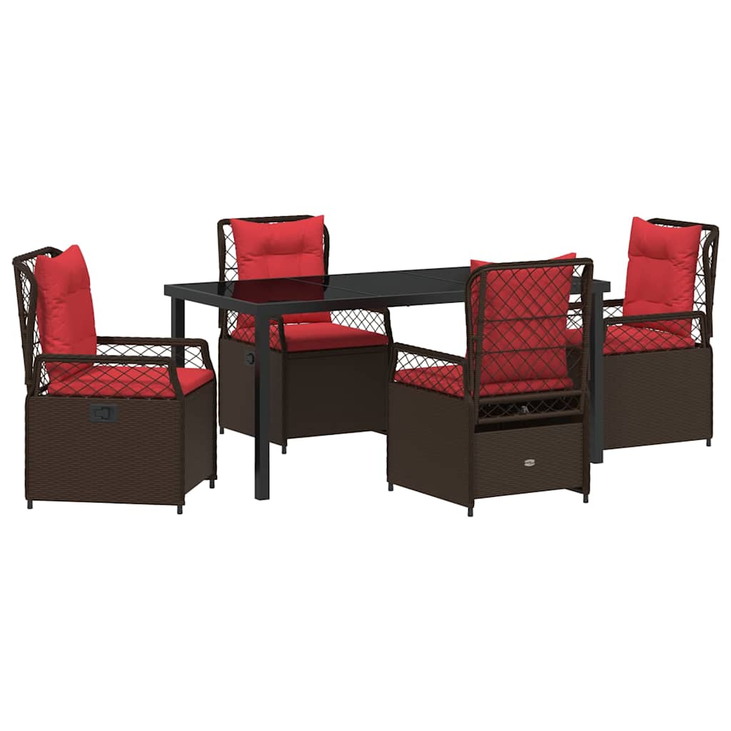 Tuin eettafelset 5 pcs Bruin poly rattan