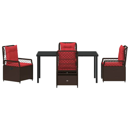 Tuin eettafelset 5 pcs Bruin poly rattan