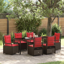 Tuin Eettafelset 7 Pcs Bruin Poly Rattan