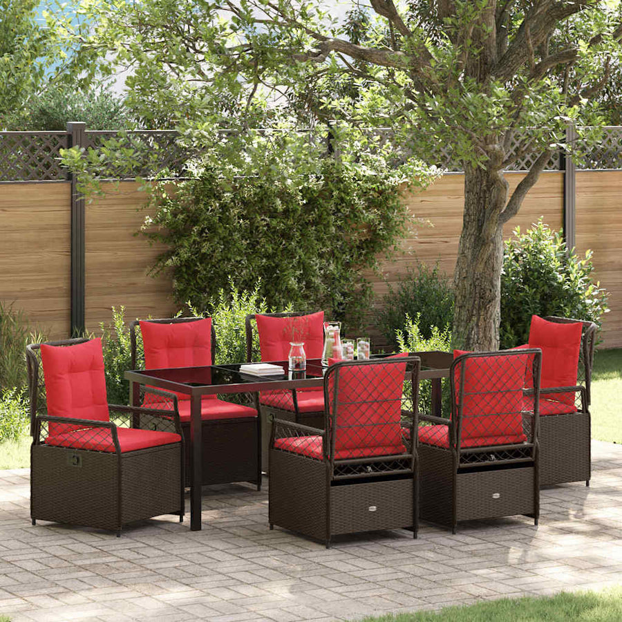 Tuin Eettafelset 7 Pcs Bruin Poly Rattan