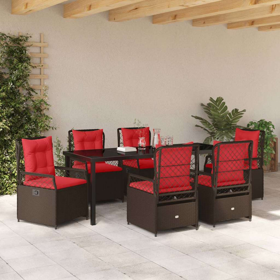 Tuin Eettafelset 7 Pcs Bruin Poly Rattan
