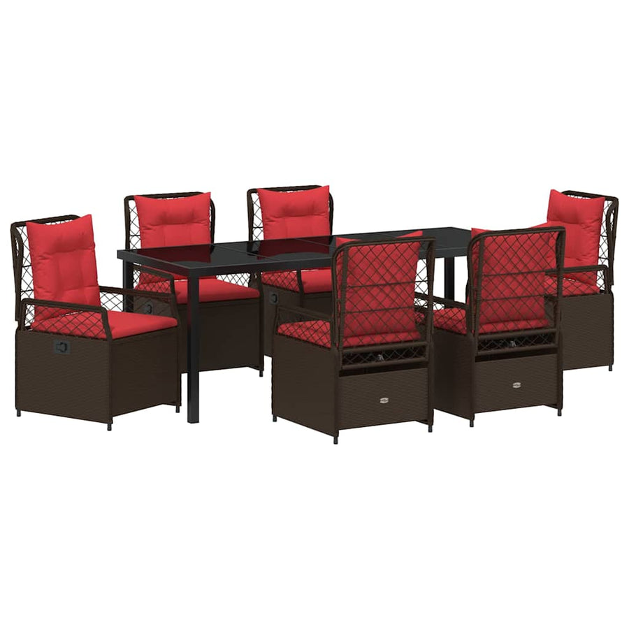 Tuin Eettafelset 7 Pcs Bruin Poly Rattan