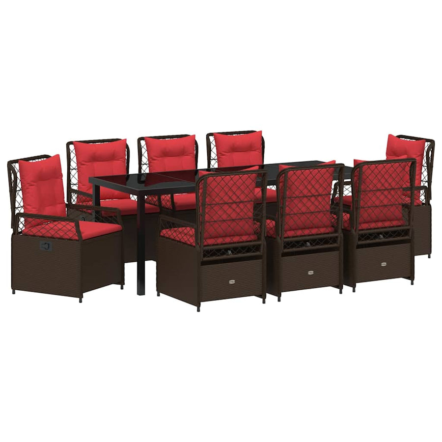 Tuin Eettafelset 9 Pcs Bruin Poly Rattan