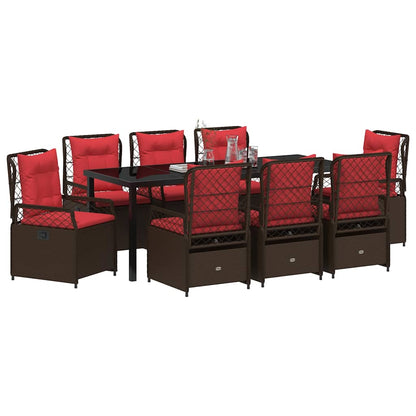 Tuin Eettafelset 9 Pcs Bruin Poly Rattan