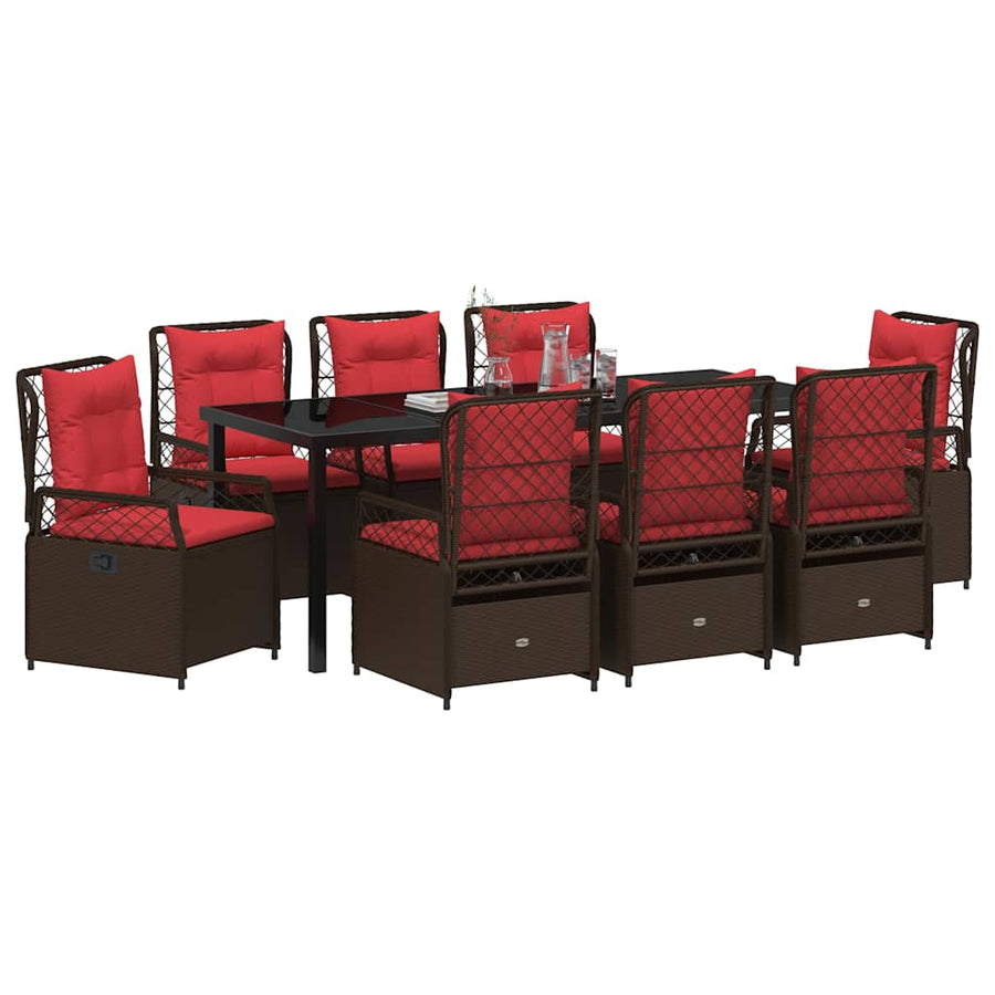 Tuin Eettafelset 9 Pcs Bruin Poly Rattan