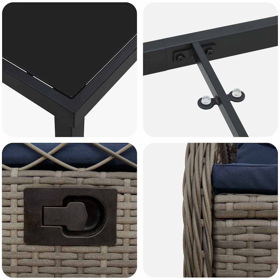 Tuin Eettafelset 7 Pcs Grijs Poly Rattan