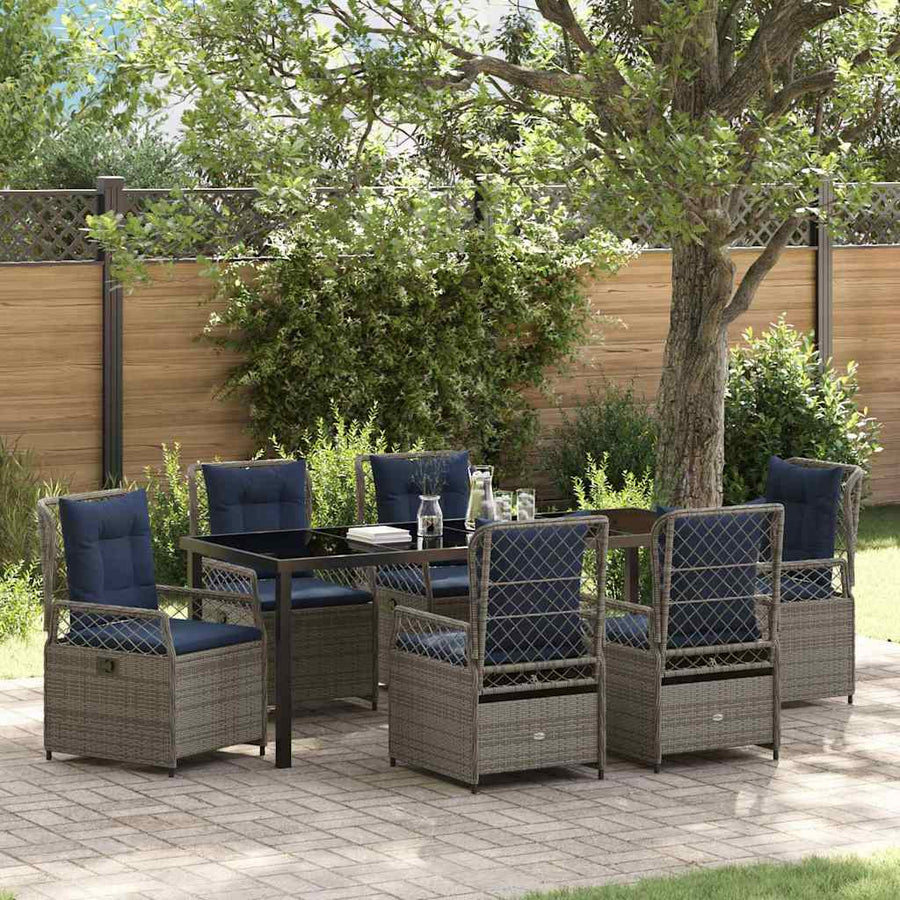 Tuin Eettafelset 7 Pcs Grijs Poly Rattan