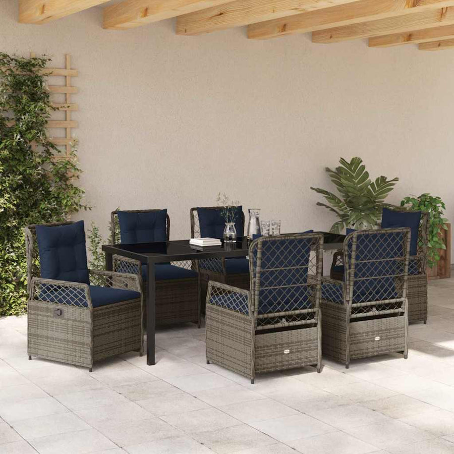 Tuin Eettafelset 7 Pcs Grijs Poly Rattan