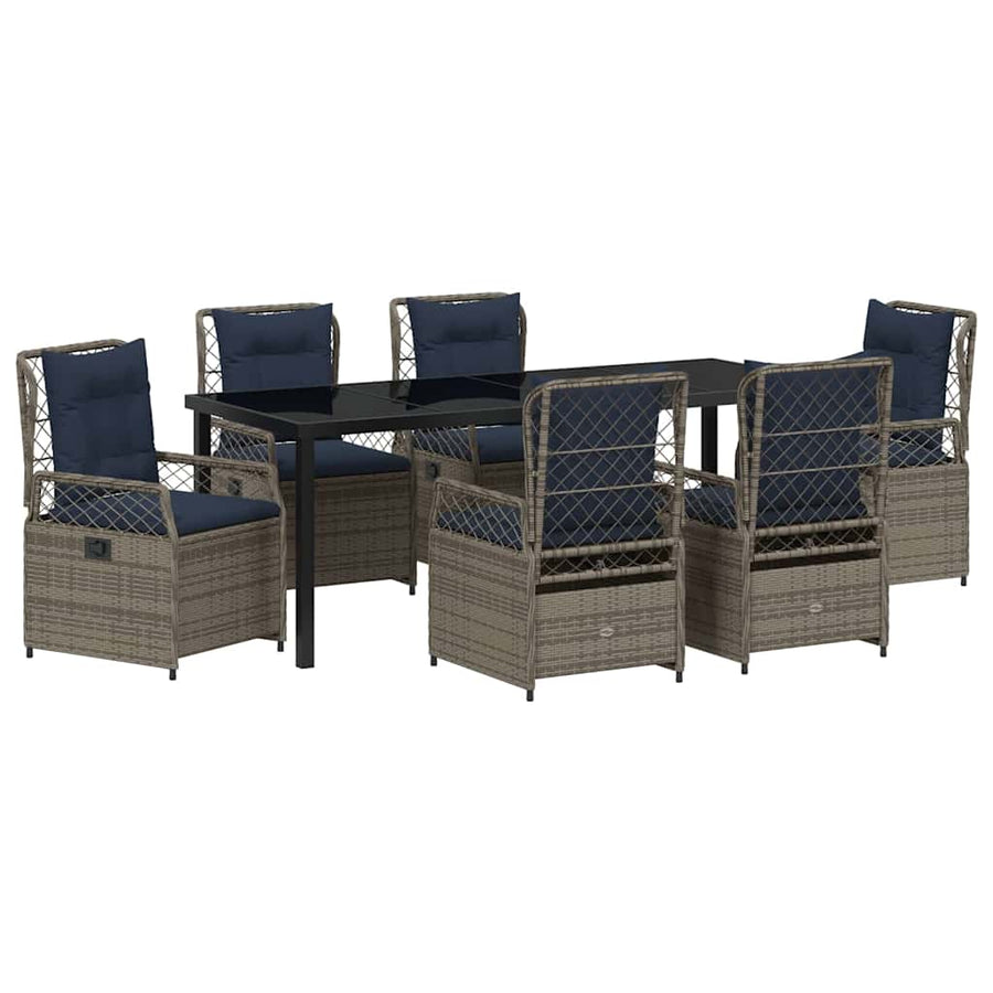 Tuin Eettafelset 7 Pcs Grijs Poly Rattan