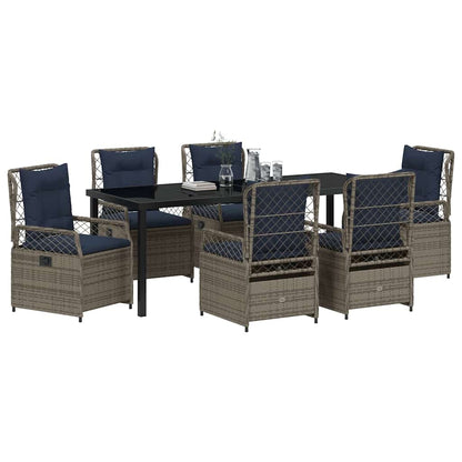 Tuin Eettafelset 7 Pcs Grijs Poly Rattan