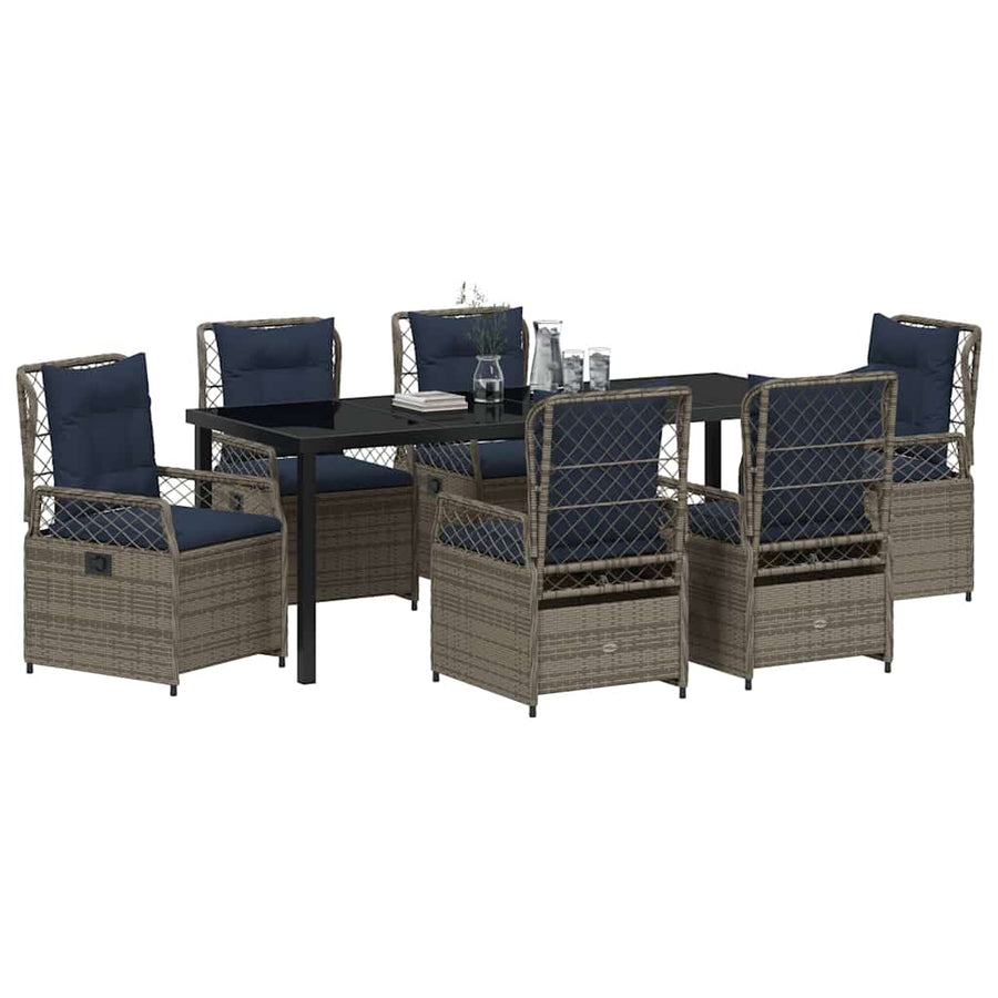 Tuin Eettafelset 7 Pcs Grijs Poly Rattan