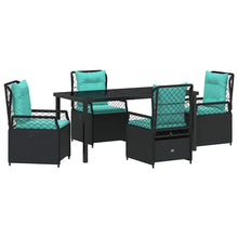 Tuin eettafelset 5 pcs Zwart poly rattan