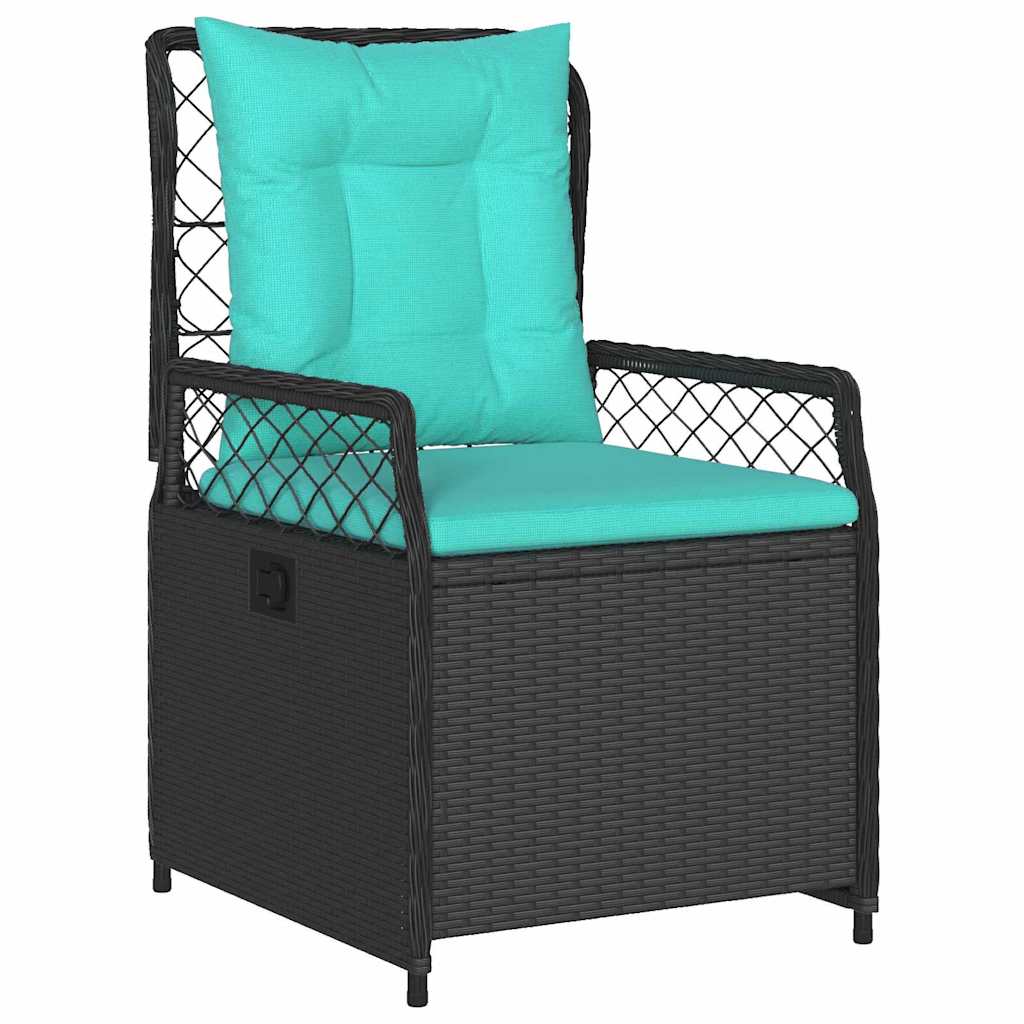 Tuin eettafelset 5 pcs Zwart poly rattan