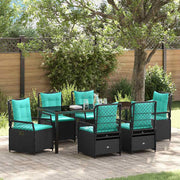 Tuinset 7-delig poly rattan zwart
