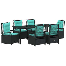 Tuin Eettafelset 7 Pcs Zwart Poly Rattan