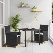 Tuin eettafelset 3 pcs Zwart poly rattan