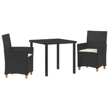 Tuin eettafelset 3 pcs Zwart poly rattan